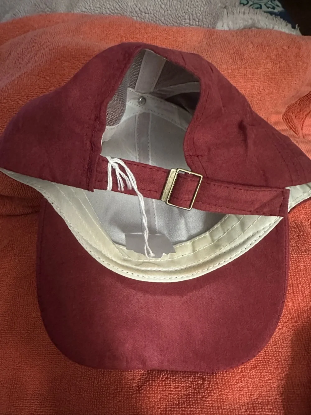 Embellished Burgundy Baseball Cap with Crystal Logo - Picture 2 of 4